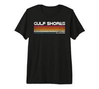 Gulf Shores Alabama Retro Rayas Vintage Diseño Costero Camiseta Premium