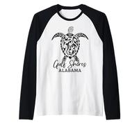 Gulf Shores Alabama Tortuga Marina Camiseta Manga Raglan
