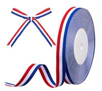 Gulfmew 15 mm X 30 Yardas Cinta Azul Blanco Rojo Bandera Francesa Cinta Tricolor para Manualidades Decoración Bricolaje Envoltura de Regalos Medalla Boda Día Nacional Supercopa de Europa