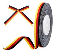 Gulfmew 15 mm X 30 Yardas Cinta Negro Rojo Amarillo Bandera Alemania Cinta Tricolor para Manualidades Decoración Bricolaje Envoltura de Regalos Medalla Boda Día Nacional Supercopa de Europa