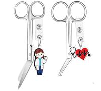 Gulfmew 2 Piezas Tijeras de Vendaje Tijeras de Enfermería con Llavero Divertido Distintivo para Enfermeras Mujeres Hombres Tijeras de Acero Inoxidable para Vendajes de Enfermería Regalo para Médicos