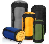Gulfmew 5 Piezas 5L/10L/15L/20L/35L Saco de Dormir de Compresión para Acampar Bolsa de Compresión Resistente al Agua Bolsa de Compresión Peso Ligero para Equipo de Senderismo (Colores Oscuros)