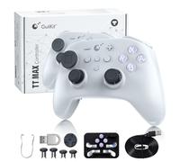 GuliKit TT MAX Mando Inalámbrico para PC, Android, iOS, Switch 1/2 - Botones A-B X-Y, Motor Magnético Flotante, Joysticks TMR, Función de Activación y 4 Botones Traseros Metálicos Extraíbles, Gris