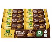 Gullón Zero Finas Choco Leche Sin Azúcares Añadidos Pack de 12 x 150 g | Galletas Finas con Cobertura Sabor Chocolate con Leche | Alto en Fibra | Snack Dulce | Total 1,8 kg