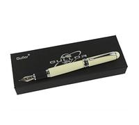 Gullor 750 normal punta pluma fuente con la caja original de la pluma fuente y el cartucho de tinta de 5 colores - blanco