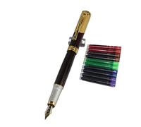 Gullor 9009 normal punta pluma fuente con la bolsa original de la pluma fuente y el cartucho de tinta de 5 colores - Claret