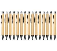 Gullor Bolígrafo retráctil de bambú natural, bolígrafos sostenibles para escribir diarios, suministros de oficina, bolígrafos ecológicos, 15 piezas