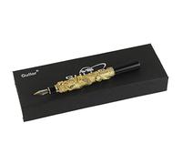 Gullor china Golden Dragon Basso-relievo Pluma con la caja original de la pluma y 5 cartuchos de tinta de color