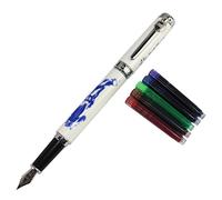 Gullor Jinhao 950 porcelana azul y blanca del caballo con caja de regalo y los cartuchos de tinta