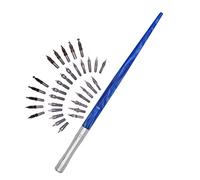 Gullor Juego de caligrafía de resina hecha a mano con 33 puntas para arte, firmas, dibujo, caligrafía para principiantes (azul)