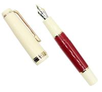 Gullor Mini pluma estilográfica con ribete dorado, bolígrafo de bolsillo acrílico, rojo, punta mediana (0,7 mm)