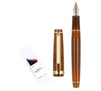 Gullor Pluma estilográfica fluorescente transparente, resina, con convertidor, cartuchos de tinta multicolor, caja de regalo, punta extrafina