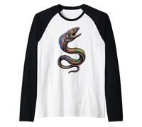 Gulper Anguila Abstracto Océano Arte Vida Marina Colorido Camiseta Manga Raglan