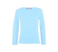 Gum & Berries Camisetas de un solo color para niñas, camiseta básica elástica de manga larga con cuello redondo, camiseta escolar, azul cielo, 13-14 años