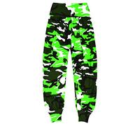 Gum & Berries Pantalones Harem Ali Baba de Camuflaje Neón para Niña Pantalones Holgados Leggings de Camuflaje para Niños Color del Disfraz: Verde Neón - Talla: 9-10 Años