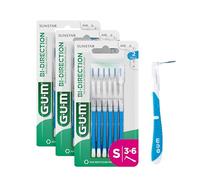 GUM BI-DIRECTION Cepillos interdentales con doble posición | Posicionamiento de 90 grados | limpieza de dientes y eliminación de placa | 0.9mm, ISO 2 | Tamaño S | Paquete de 3x6