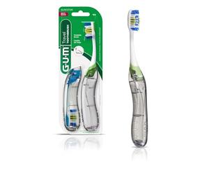 GUM Cepillo de dientes de viaje con cerdas y mango plegable, cerdas suaves, 2 unidades