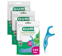 GUM EASY-FLOSSERS | Aplicadores de hilo dental | Elimina la placa y los restos de comida entre los dientes | Recubiertos con flúor y vitamina E | 3x90 aplicadores