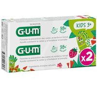 GUM Kids - Pasta de dientes fluorescente de 3 años y + pack de 2 x 50 ml
