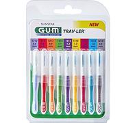 GUM Kit Trav-Ler 9 Cepillos Interdentales Triangulares 0.6-2.0mm, Caucho, Adulto, Unisex, 9 unidad