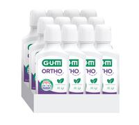 GUM Ortho - Enjuague bucal especial para portadores de aparatos ortopédicos, reduce la formación de placa, fortalece el esmalte dental, sin alcohol, sabor a menta, 12 x 300
