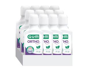 GUM Ortho - Enjuague bucal especial para portadores de aparatos ortopédicos, reduce la formación de placa, fortalece el esmalte dental, sin alcohol, sabor a menta, 12 x 300