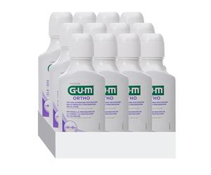GUM Ortho - Enjuague bucal especial para portadores de aparatos ortopédicos, reduce la formación de placa, fortalece el esmalte dental, sin alcohol, sabor a menta, 12 x 300
