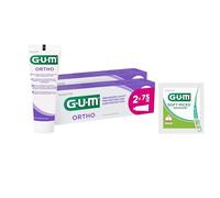 GUM Ortho - Gel dental especial para portadores de ortodoncia, reduce la formación de placa, fortalece el esmalte dental, sabor a menta, 2 x 75 (con 1 muestra gratis)