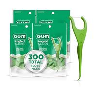 GUM Palillos de hilo dental en ángulo, perfectos para dientes apretados, hilo dental extra fuerte resistente a las trituraciones, ángulo para un fácil alcance, hilo dental para adultos, sabor a menta