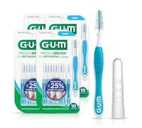 GUM Proxabrush Go-Betweens - Cepillos interdentales anchos entre dientes, púas dentales para eliminación de placa, seguro para aparatos dentales y aparatos dentales, 10 unidades (4 unidades)
