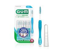 GUM Proxabrush Go-Betweens - Cepillos interdentales anchos - Púas dentales de cerdas suaves para eliminar la placa - Seguro para aparatos dentales y aparatos dentales, 15 unidades