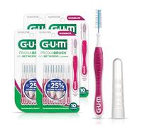 GUM Proxabrush Go-Betweens - Cepillos interdentales moderados entre dientes, púas dentales para eliminación de placa, seguro para aparatos dentales y aparatos dentales, 10 unidades (4 unidades)