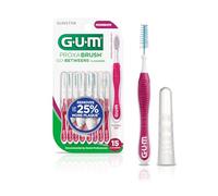 GUM Proxabrush Go-Betweens - Cepillos interdentales moderados - Púas dentales de cerdas suaves para eliminar la placa - Seguro para aparatos dentales y aparatos dentales, 15 unidades