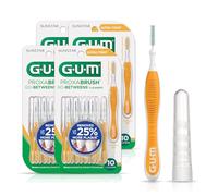 GUM Proxabrush Go-Betweens - Cepillos interdentales ultra apretados para dientes apretados, púas dentales para eliminación de placa, seguro para aparatos dentales y aparatos dentales, 10 unidades (4