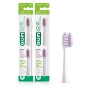 GUM Sonic Battery Power - Recambios para cepillo de dientes, cerdas cónicas que limpian debajo de la línea de las encías, color blanco, 2 unidades (paquete de 2)