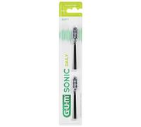 GUM Sonic Diario 4110 Repuesto Recambio Dientes Cabezales Negro 2 Piezas Suave