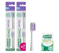 GUM SONIC ORTHO Recambios | cerdas suaves | ideal para la limpieza de brackets | compatible con todos los mangos GUM SONIC | 4x cabezales reemplazables (incluyendo 1 muestra)