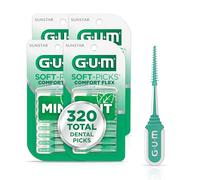 GUM Suaves - Picks Comfort Flex, púas dentales fáciles de usar para limpiar los dientes, cepillos interdentales desechables con estuche cómodo, recomendado por dentistas, menta, 80 ct (4 unidades)