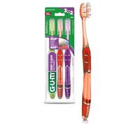 GUM Technique Deep Clean - Cepillo de dientes con mango de agarre cuádruple, cabeza compacta y cerdas suaves, 3 unidades