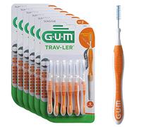 GUM TRAV-LER,Cepillos interdentales para una limpieza profunda de todos los espacios interdentales, cuello flexible, limpieza de dientes y eliminación de placas, 6x6 unidades(ISO 2, 0.9 mm [36 Units])