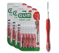 GUM TRAV-LER Cepillos interdentales profesionales/Cerdas con protección antibacteriana/Alambre recubierto/Mango suave/Lila (0.8mm) (3 x 6 uds.)
