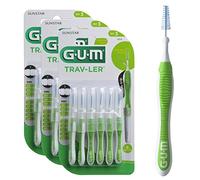GUM TRAV-LER Cepillos interdentales profesionales/Cerdas con protección antibacteriana/Alambre recubierto/Mango suave/Lila (1.1mm) (3 x 6 uds.)