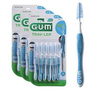 GUM TRAV-LER Cepillos interdentales profesionales/Cerdas con protección antibacteriana/Alambre recubierto/Mango suave/Lila (1.6mm) (3 x 6 uds.)