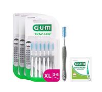 GUM TRAV-LER interdental brushes | for thorough cleaning of all interdental spaces | bendable neck | teeth cleaning and plaque removal |2.0 mm, ISO 6 | 3 x 6 pieces (with 1 Bonus Sample)