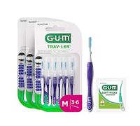 GUM TRAV-LER interdental brushes | for thorough cleaning of all interdental spaces | bendable neck | teeth cleaning and plaque removal |0.6 mm, ISO 0 | 3 x 6 pieces (with 1 Bonus Sample)