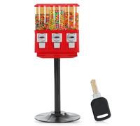 Gumbbles Máquinas expendedoras para negocios Máquina de dulces triple dispensador de chicles con soporte en 2 colores Máquina de chicle rosa y máquina de chicle roja Uso para dispensar chicle (rojo)