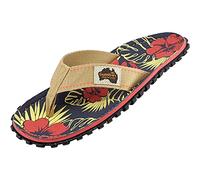 Gumbies Islander - Chanclas clásicas de lona unisex con suela de goma reciclada y plantilla de algodón | contorneadas, ligeras y cómodas para el día a día, Denim Hibiscus, 5 Women/4 Men