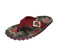 Gumbies Originals Rojo - Chanclas de materiales reciclados - suela perfilada de neumáticos de coche reciclados, suave plantilla de algodón de lona, cómoda barra de algodón para el dedo gordo del pie