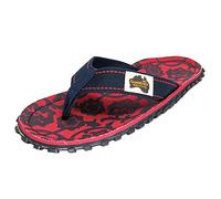 Gumbies Originals Rojo - Chanclas de materiales reciclados - suela perfilada de neumáticos de coche reciclados, suave plantilla de algodón de lona, cómoda barra de algodón para el dedo gordo del pie