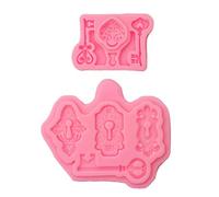 GUMEI 2Pcs Vintage Key Lock Cake Fondant Mold Kit Moldes de Resina epoxi de Silicona de Ojo de Cerradura